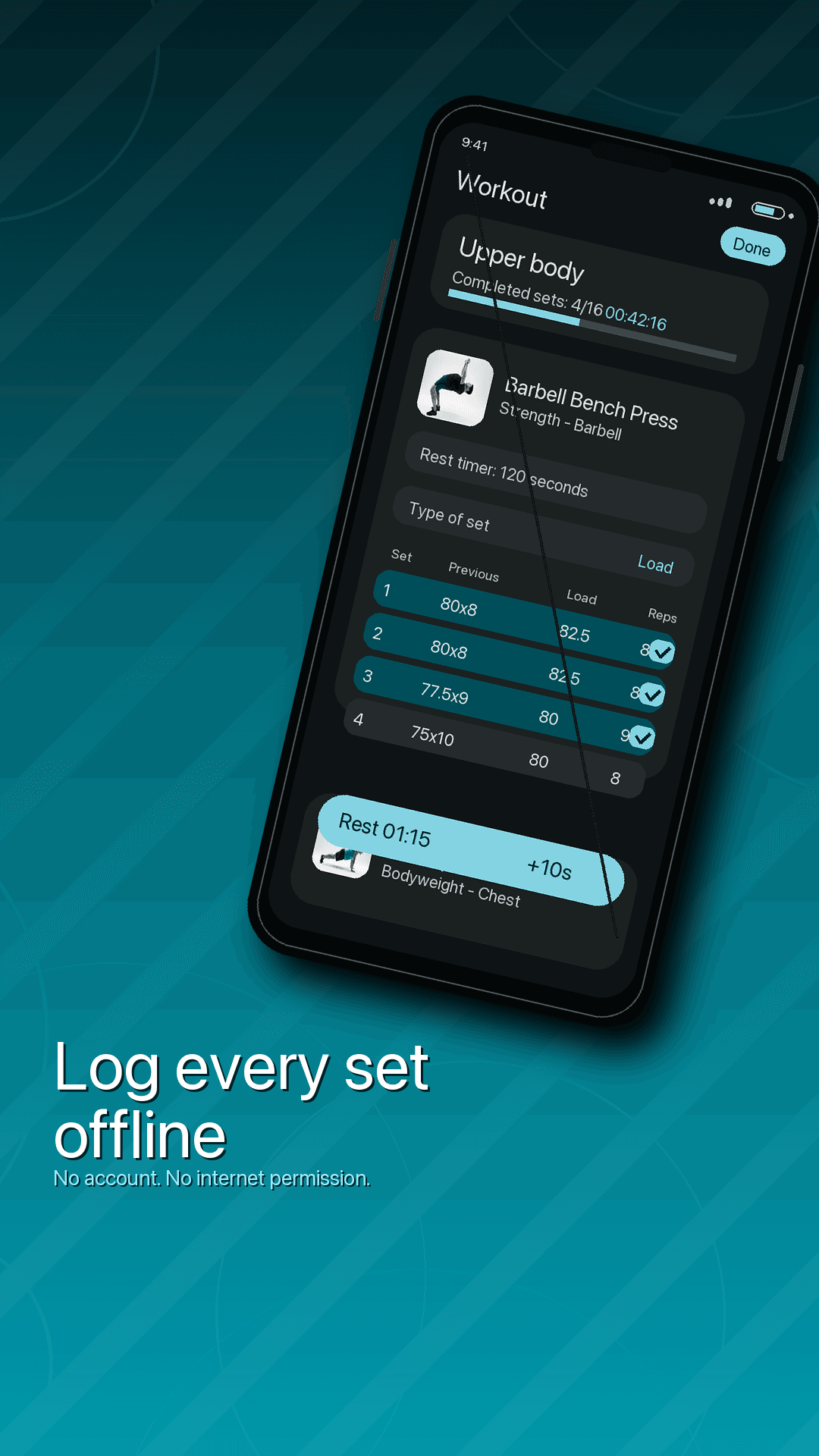 Workout logging screen