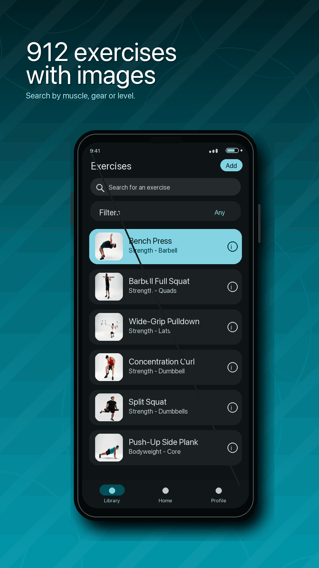 Exercise library screen